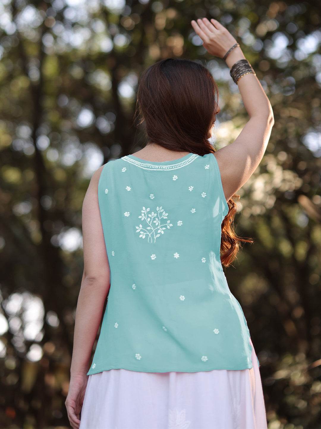 ZAYNA Chikankari Georgette Top - KRI CHIKANKARI